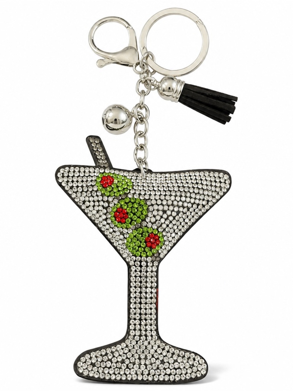 Rhinestone Martini Keyring bag backpack charm